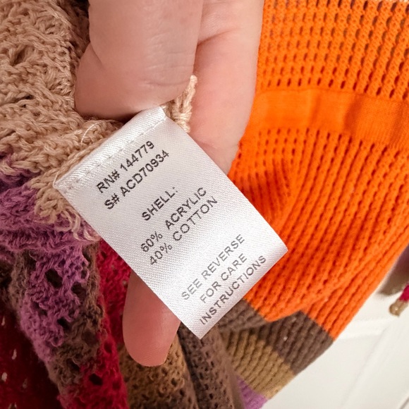 Vici By The Sea Crochet Maxi Cover Up Dress Size Small Striped Pink Orange - Picture 6 of 8